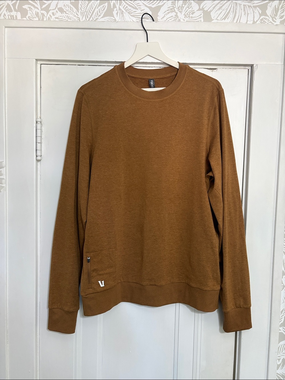 Vuori Ponto Performance Crewneck Sweatshirt in Autumn Heather Gold Size Medium - Picture 6 of 11